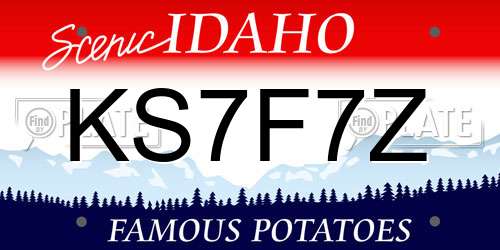 KS7F7Z Idaho License Plate