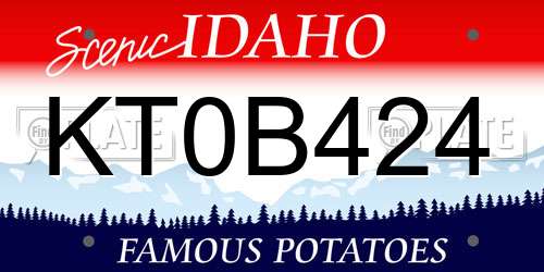 KT0B424 Idaho License Plate