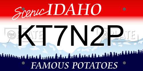 KT7N2P Idaho License Plate