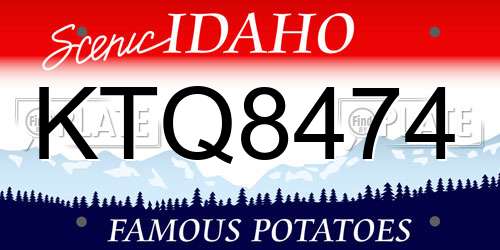 KTQ8474 Idaho License Plate