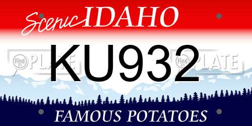 KU932 Idaho License Plate