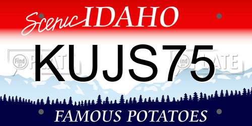 KUJS75 Idaho License Plate