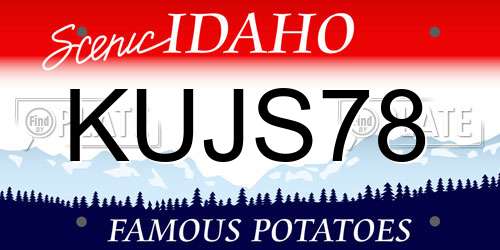 KUJS78 Idaho License Plate