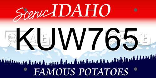 KUW765 Idaho License Plate