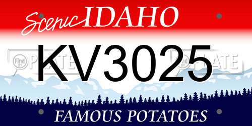 KV3025 Idaho License Plate