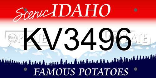 KV3496 Idaho License Plate