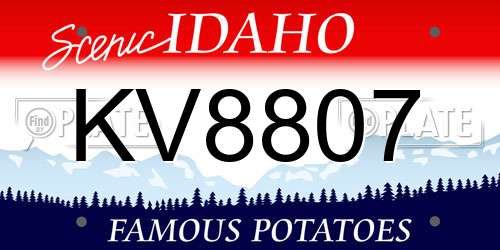KV8807 Idaho License Plate