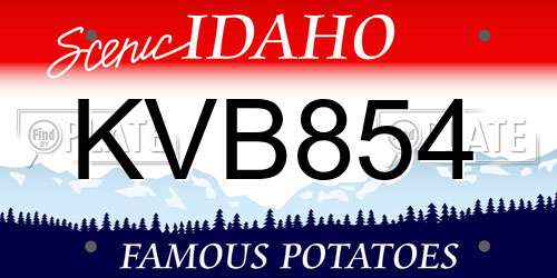 KVB854 Idaho License Plate