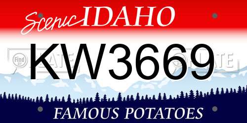 KW3669 Idaho License Plate