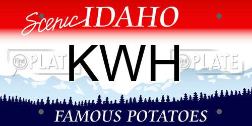 KWH Idaho License Plate