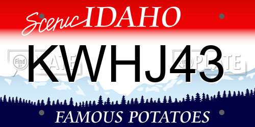 KWHJ43 Idaho License Plate