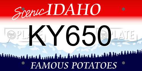 KY650 Idaho License Plate