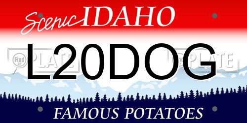 L20DOG Idaho License Plate