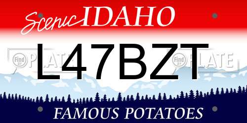 L47BZT Idaho License Plate