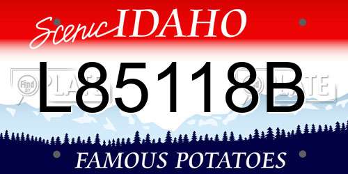 L85118B Idaho License Plate