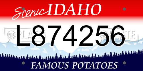 L874256 Idaho License Plate