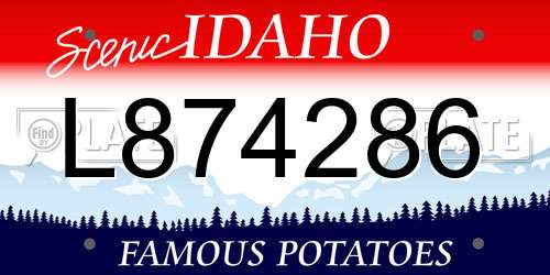 L874286 Idaho License Plate