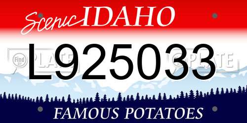 L925033 Idaho License Plate
