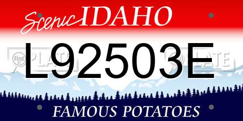 L92503E Idaho License Plate