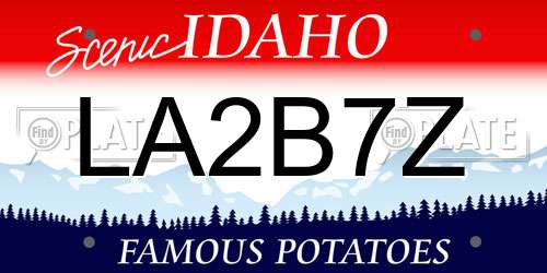 LA2B7Z Idaho License Plate