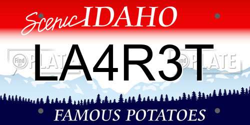 LA4R3T Idaho License Plate
