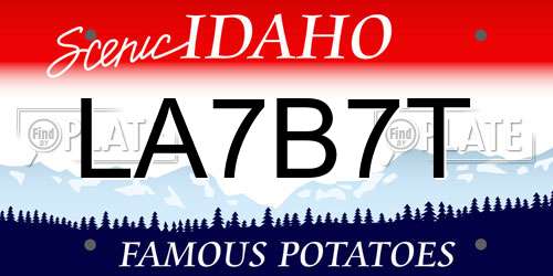 LA7B7T Idaho License Plate