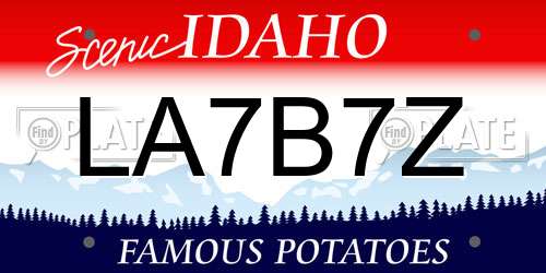 LA7B7Z Idaho License Plate