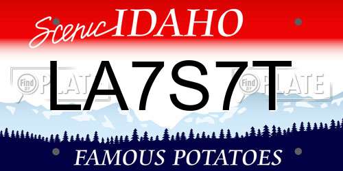 LA7S7T Idaho License Plate