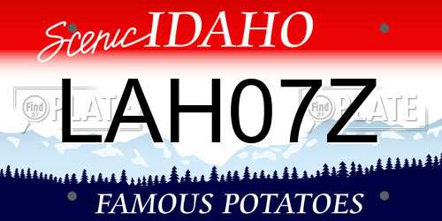 LAH07Z Idaho License Plate