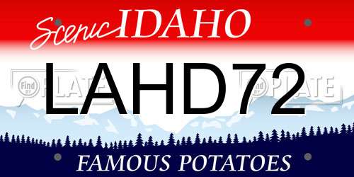 LAHD72 Idaho License Plate