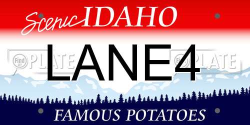 LANE4 Idaho License Plate
