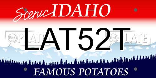 LAT52T Idaho License Plate