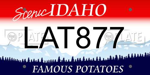LAT877 Idaho License Plate
