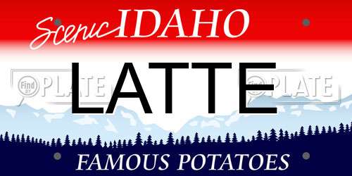 LATTE Idaho License Plate