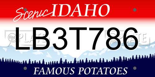 LB3T786 Idaho License Plate
