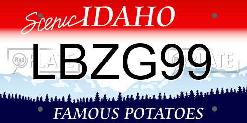 LBZG99 Idaho License Plate