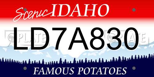 LD7A830 Idaho License Plate