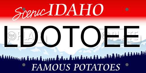 LDOTOEE Idaho License Plate