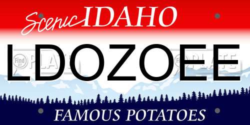 LDOZOEE Idaho License Plate