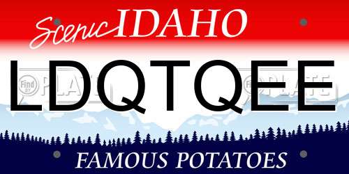 LDQTQEE Idaho License Plate