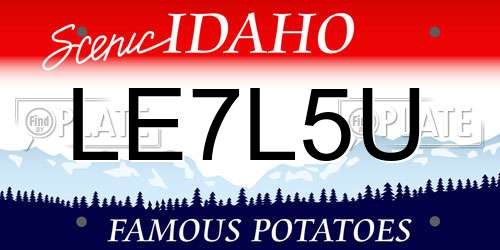 LE7L5U Idaho License Plate