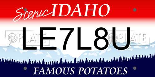 LE7L8U Idaho License Plate