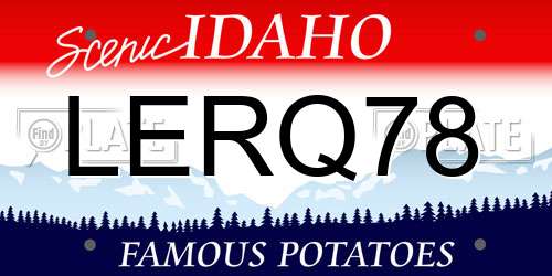 LERQ78 Idaho License Plate
