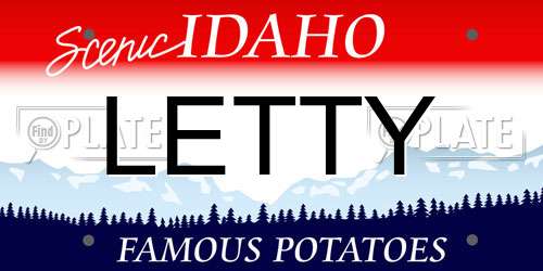 LETTY Idaho License Plate