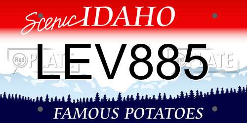 LEV885 Idaho License Plate