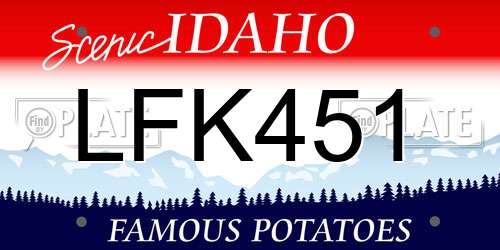 LFK451 Idaho License Plate