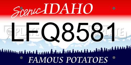 LFQ8581 Idaho License Plate