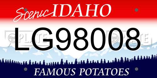 LG98008 Idaho License Plate