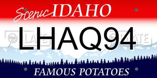 LHAQ94 Idaho License Plate