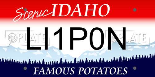 LI1P0N Idaho License Plate